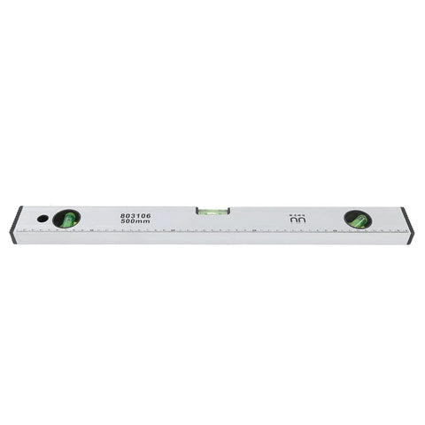 Ycauty Spirit Level Magnetic Measuring Ruler Aluminium Alloy for DIY Projects Home Garden 500mm Silver, showing level bubbles and scale.