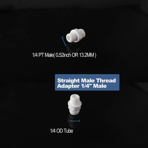 One Quarter Inch Thread Male To One Quarter Inch Push To Connect Fitting Kit straight adapter on black background