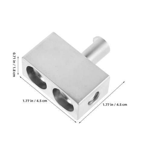 2 Pcs Premium Sonic Badass Car Audio Wire Reducer Dual Amp Input Adapter Aluminum Alloy close-up view with dimensions.