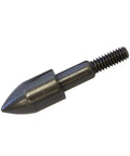 Close-up of a single Field Point Archery 5 By 16 Inch 100 Grain Durable Steel Practice Tip with threaded screw for target practice.