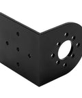 CNC Aluminum Motor Mount L Shape For 4082 And 5055 RC Motors, 25mm And 30mm Hole Distance, Beefed-Up Black Upgrade For RC Cars With Precision Machining And Secure Fit, black L-shape mount shown angled