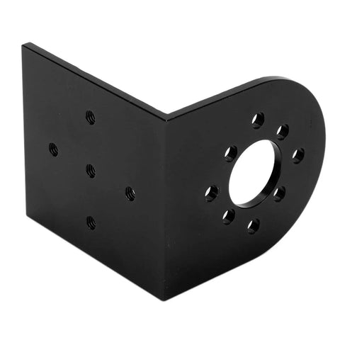 CNC Aluminum Motor Mount L Shape For 4082 And 5055 RC Motors, 25mm And 30mm Hole Distance, Beefed-Up Black Upgrade For RC Cars With Precision Machining And Secure Fit, black L-shape mount shown angled
