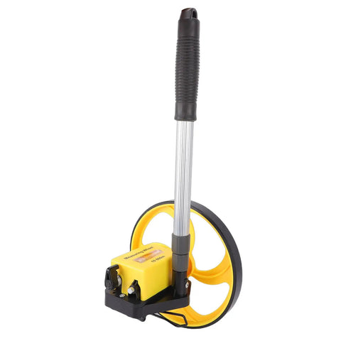 FILFEEL 8 Inch Measuring Wheel for Construction – Telescopic Distance Measuring Tool with 0–9999.9m, ±0.5% Accuracy, OneKey Reset & 45.5–96.5cm Pole, yellow wheel and a sturdy handle.