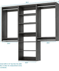 Sleek Modular Closet Organizer Wall Mounted Kit With Heavy Duty Hanging Rods Adjustable Shelves Smooth Glide Rails Grey Finish No Sweat Installation Organization System dimensions and design.
