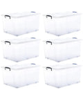 Premium Clear Wheeled Storage Bins With Lids Heavy Duty Stackable Plastic Containers Bpa Free, six bins with lids.