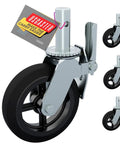 8 Inch Scaffolding Wheels Set Of 4 Heavy Duty Locking Casters 3500 Pound Rock Solid Capacity with smooth black rubber tire