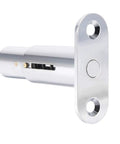 Heavy Duty Smooth Glide Push Plunger Lock 3/4 Inch Cylinder Diameter 1.5 Inch Length Solid Zinc Chrome Finish Keyed Alike 2 Pack close-up of the lock mechanism