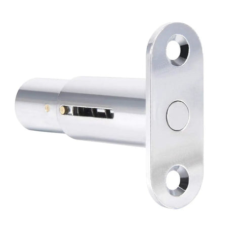 Heavy Duty Smooth Glide Push Plunger Lock 3/4 Inch Cylinder Diameter 1.5 Inch Length Solid Zinc Chrome Finish Keyed Alike 2 Pack close-up of the lock mechanism