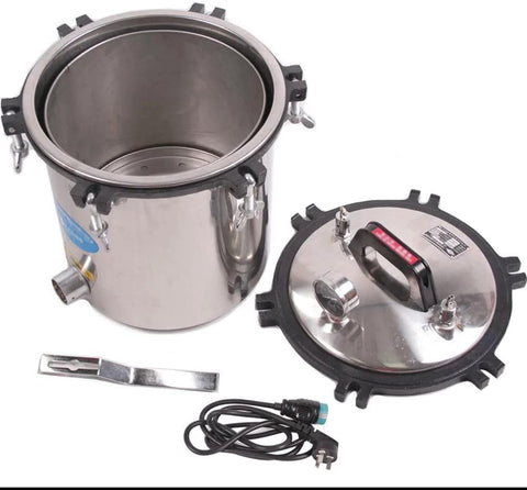 OLizee 4.7-gallon stainless steel electric autoclave steam sterilizer with lid, clamps, and power cord
