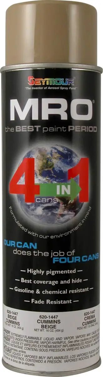 20 Oz Industrial MRO High Solids Spray Paint In Cummins Beige shop ready pro grade coating can for metal and wood with label details
