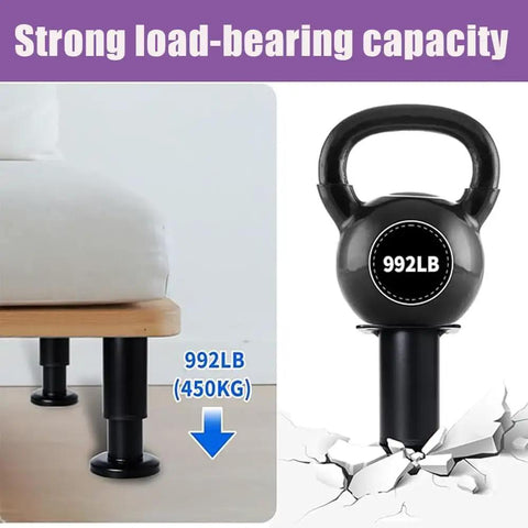 Adjustable Metal Furniture Legs Set Four Pack 5 To 7 Inches Height Heavy Duty Replacement Feet For Sofa Couch Cabinet Dresser Black No Sweat Install With Screws showing load capacity