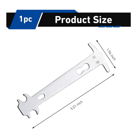 1 PC stainless steel bike chain checker tool dimensions 5.51 x 1.96 inches, Bike Chain Checker Tool Stainless Steel Chain Wear Indicator Gauge