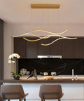 LED Wave Shaped Chandelier Pendant Light 120CM Long Modern Island Dining Room Fixture With Creative Branch Design over a kitchen island