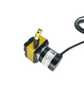 400mm Stroke Displacement Sensor With Draw Wire Encoder S400 PNP Output Non Contact Magnetic Angle Sensor High Precision Long Life Waterproof Dustproof Rock Solid Vibration Resistant Industrial Grade, black and gold housing with cable