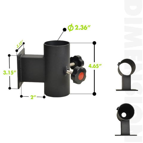Heavy Duty Black Patio Umbrella Holder With Offset Stand And Flat Mount Bracket For Deck Rail Posts Fences And Balconies Fits Up To 2 Inch Umbrella Poles For Outdoor Use