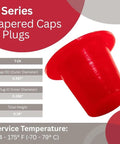 Caplugs T-2X T Series red LD-PE tapered cap and plug; cap OD 0.267 in, plug ID 0.396 in, height 0.38 in; pack of 1000