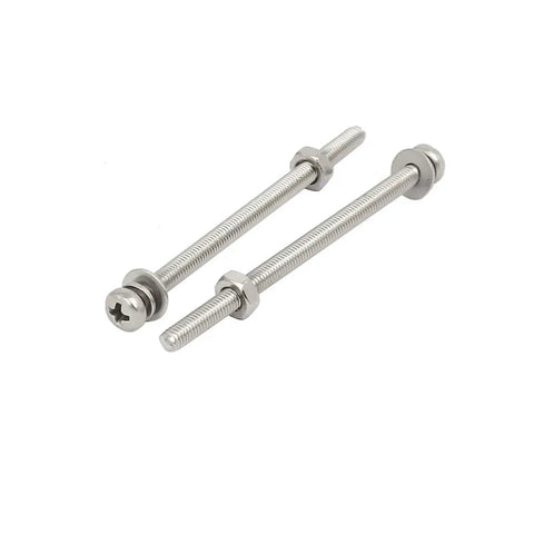 DIY Ready Pan Head Screw Bolt Nut Washer Kit M3 Set With 20 Full Sets For Batch Assembly Ideal For Quick Fixes Unified M3 Threads Multiple Length Options Integrated Matching Parts In One Color, silver M3 screw bolts with nuts and washers