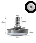 Heavy Duty Adjustable Furniture Leveling Feet Set With Stainless Steel Nylon Base Easy Height Adjustment Multi Size M6 M8 M10 Threaded Feet 15 To 40mm Length 8 12 16 20 Pcs Great For Tables Cabinets Sofas And Home Office 8mm thread, 43mm base