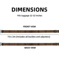 Stylish Steampunk Gears Luggage Strap With Adjustable Buckle Fits 20 To 32 Inch Bags For Secure Travel And Quick Release Easy Setup, dimensions 79in, front and back view.
