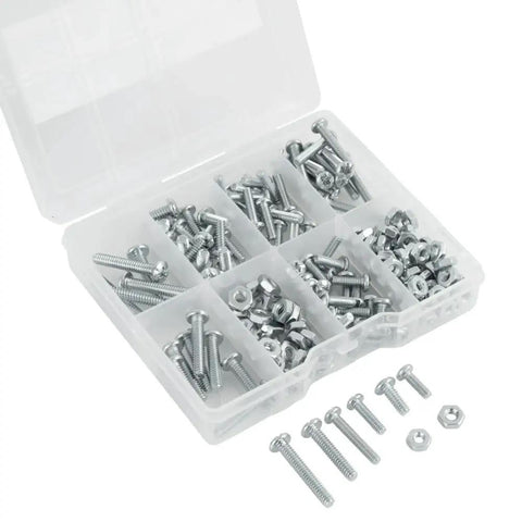 182 Piece Zinc Plated Machine Screws And Nuts Assortment Kit With Storage Case for DIY and home repairs