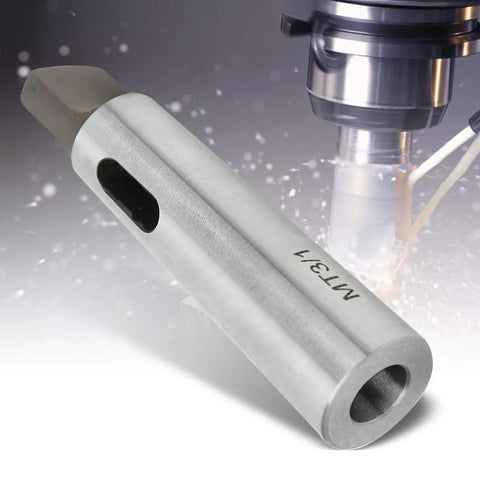 ANKROYU MT3 to MT1 taper reducing drill sleeve, steel silver cylindrical adapter for lathe and milling side view