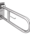 Stainless Steel 29.5 Inch Toilet Safety Rails With Flip Up Grab Bar And Paper Holder, Handicap Bath Handrails in 304 steel