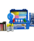 Pro Grade Low Range Pool And Spa Test Kit Engineered For Commercial Water Analysis With Hella Precise Reagent Formula delivering precise testing supplies in a blue case.