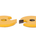 Rail And Stile Router Bits Conversion Kit For Flat Plywood Center Panels with tungsten carbide blades, side view.