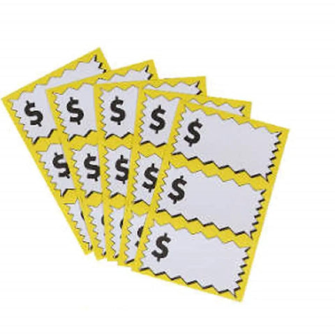 Neon Yellow Yard Sale Sign Kit With Three 11 By 14 Signs Grab Attention Fifteen Large Self Adhesive Pricing Labels in dollar design