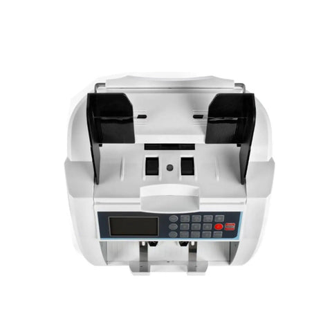 Top view of Slick Automatic Money Counter Machine For Multi Currency Bills With Double Note Detection Batch And Add Functions And External Display.
