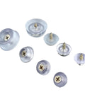 Dope Rubber Furniture Leg Protectors Set Of 10 With Screws, clear round floor pads for hardwood and tile, various sizes shown.