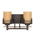 Front view of Mission Ridge Flush Mount Ceiling Light In Warm Mahogany With Goldenrod Glass, Transitional steel fixture