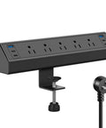 Desk Clamp Power Strip With USB C 40W Fast Charging 4 PD 20W Ports Edge Mount Surge Protector 5 Outlets