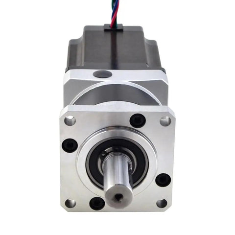 Front view of Nema 23 Stepper Motor 76.5mm With 10:1 MG Series Planetary Gearbox, 30 Arcmin Backlash, Built In Shaft Coupling