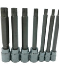 Heavy Duty 10 Piece Universal Socket Set With 1/4 3/8 And 1/2 Inch Drives Featuring Metric Sizes From 4 To 18 Mm individual socket pieces displayed.