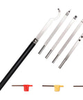 Six Piece Pro Grade Carbide Tipped Wood Turning Tool Set for Lathe With Swan Neck Hollower and Tools Displayed