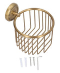 Antique Brass Toilet Paper Holder With Hollow Out Wall Mount For Bathroom Space Saver Built To Last With Mounting Kit Included