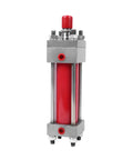 HOB150 Series Bidirectional Pull Rod Heavy Duty Hydraulic Cylinder with Stroke Options visible in red metal casing.