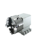 Heavy Duty Cnc Rotary Fourth A Axis Integrated With Four Jaw Chuck And Tailstock Support Engineered For Machine Shops, solid aluminum design with chuck.
