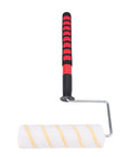 Premium 9 Inch Paint Roller Kit With Flex Telescoping Pole For Walls And Ceilings featuring a red and black handle.