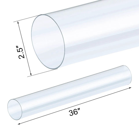Clear Rigid Plastic Dust Collection Tubing Set 4 Pieces 2.5 In Diameter By 36 In Length detailed view showing tube dimensions