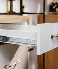 Drawer Runners H45 Versalite Plus Ball Guide With Damping Soft Close For Full Extension Drawers 400 To 600 mm High 40 Kg Load Capacity No Fuss Quick Install Smooth Operation And Long Lasting Rails on white kitchen drawer