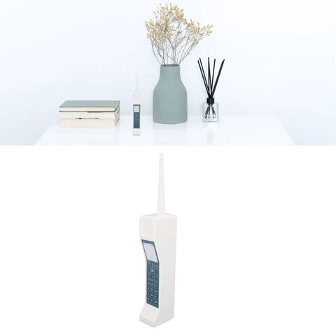 Hella Nostalgic White Retro Brick Cell Phone Model Ornament For Office Desk Decor Vintage 80S 90S Throwback Piece, 40x60x310mm.