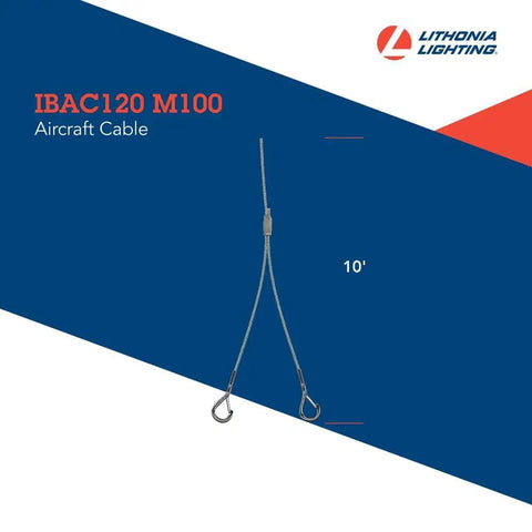 Ten Foot Beefy Aircraft Cable With Hooks Hanging Suspension Kit For Indoor LED High Bay Lights with secure hooks