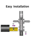 Easy installation graphic for Zero Fuss Keyless Entry Setup With This Game Changing Smart Lock Featuring Lightning Fast Fingerprint Scanning.