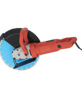 Badass 3000W 14 Inch Electric Concrete Saw With Built In Water Pump For Wet And Dry Cuts On Brick Stone Marble Wood Steel Rock Solid Heavy Duty Pro Grade Industrial Cutting Machine, top view.