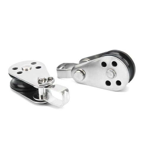 316 Stainless Steel Pulleys 2 Pack With Nylon Wheel And Steel Bearing For Small Lifting And Deck Rigging On Boats Kayaks And Sailboats