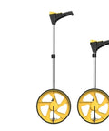 No Sweat Two Pack Foldable Digital Measuring Wheels With Remote Display, featuring rugged telescopic poles and large wheels.