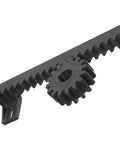 Workhorse Grade Fiber Glass Reinforced Nylon Gear Rack Set Of Two With Solid Steel Insert Tube Three Point Three Foot Heavy Duty Sliding Tracks Built Tough Forever with gear and track details.