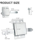 Diagram of Heavy Duty Inside Garage Door Deadlock, Galvanized Steel Side Lock For Most Garage Doors with dimensions and components